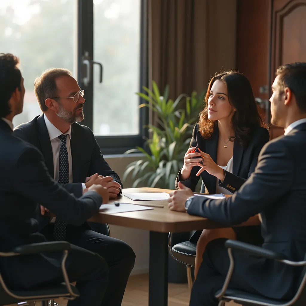 Réunion client productive dans un bureau moderne